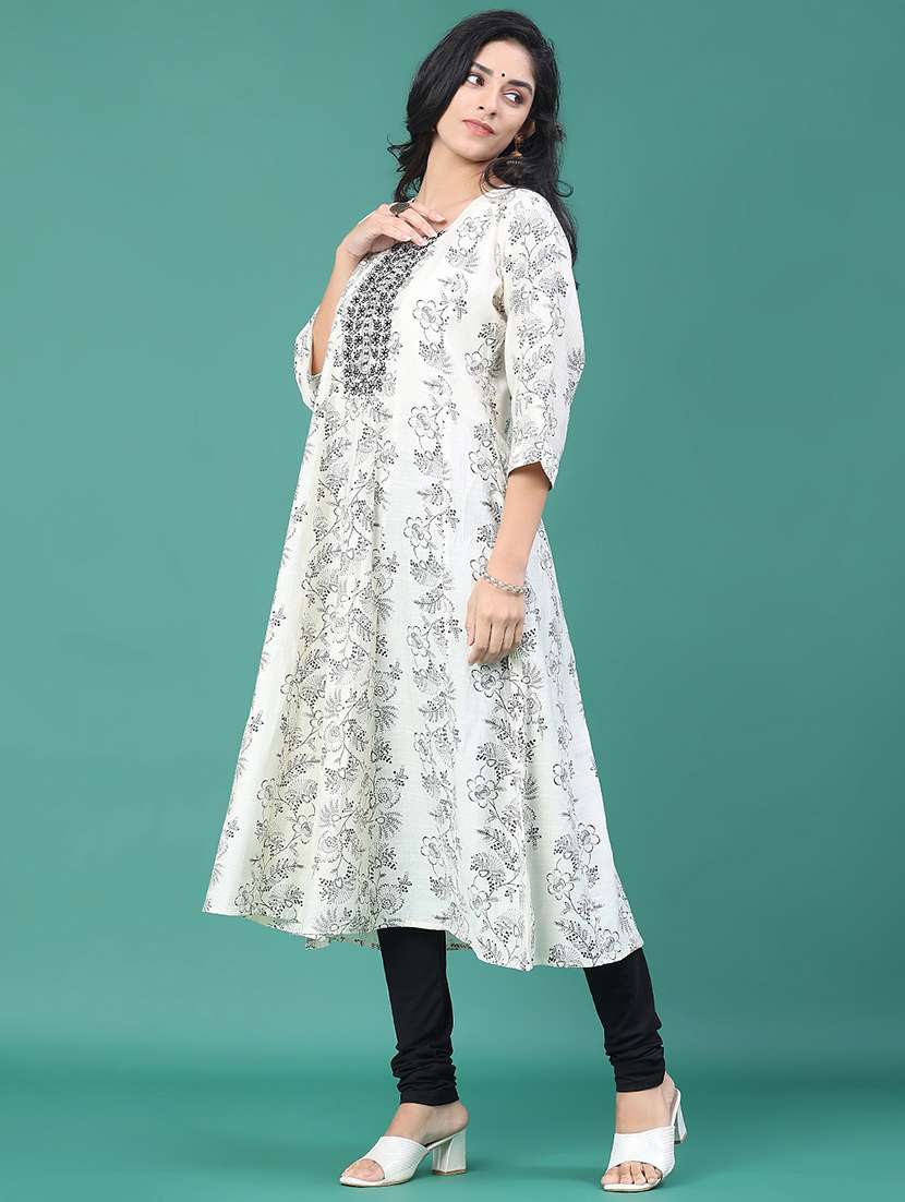 women floral printed three quarter sleeve kurta leggings set - 22246363 -  Standard Image - 3