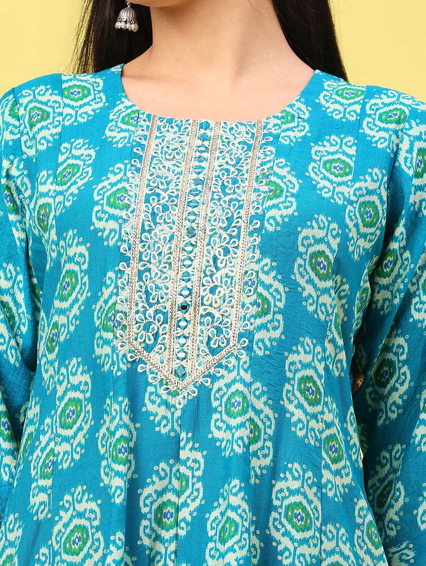 women printed three quarter sleeve kurta - 22246364 -  Standard Image - 5