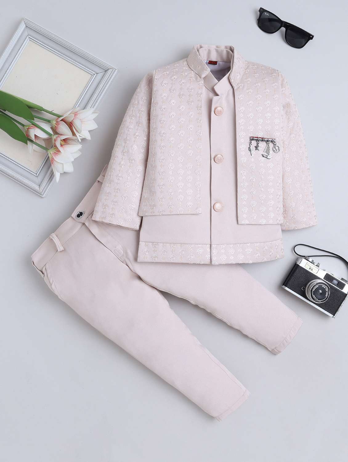 boys embroidered long sleeve sherwani set - 22246371 -  Zoom Image - 0