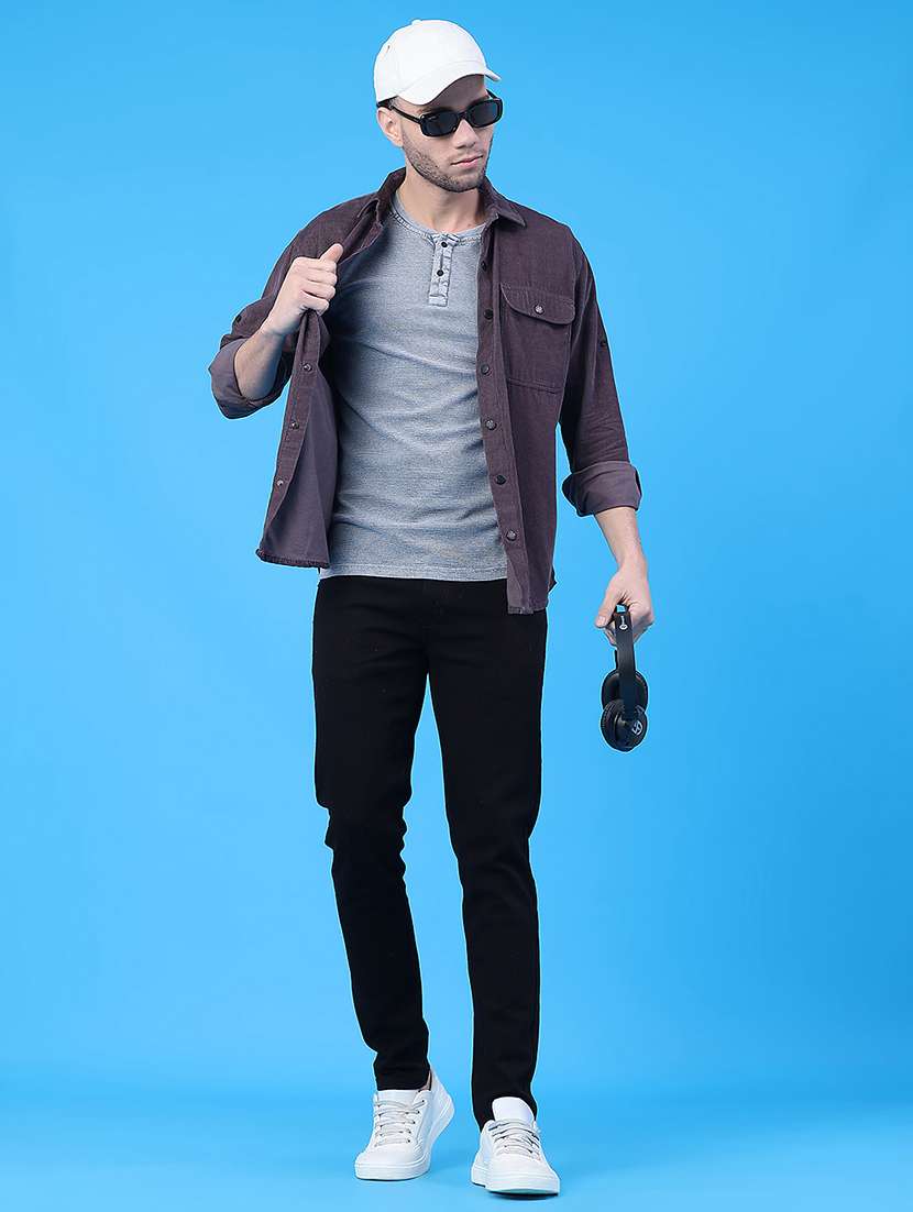 men solid collared long sleeve shirt - 22246386 -  Standard Image - 5