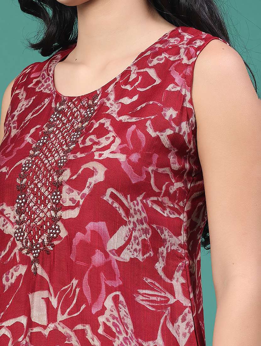 women floral printed sleeveless kurta leggings set - 22246388 -  Standard Image - 5