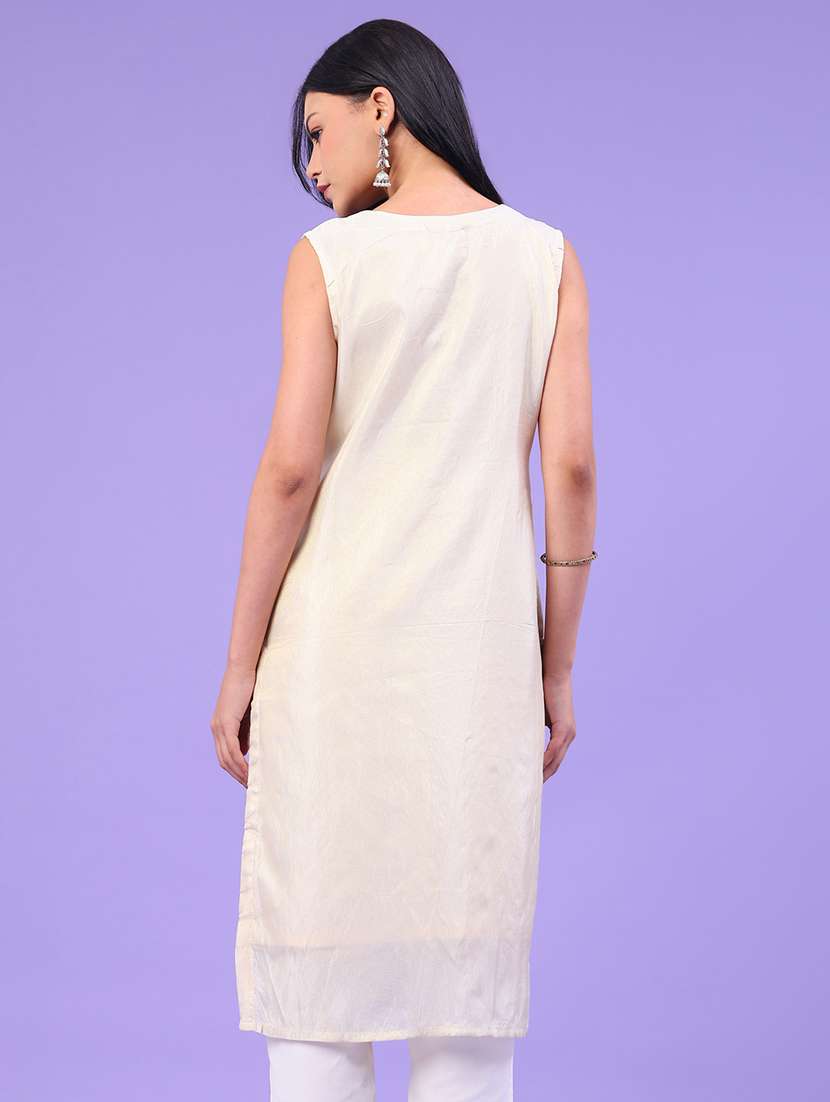 women embellished sleeveless straight kurta - 22246391 -  Standard Image - 3