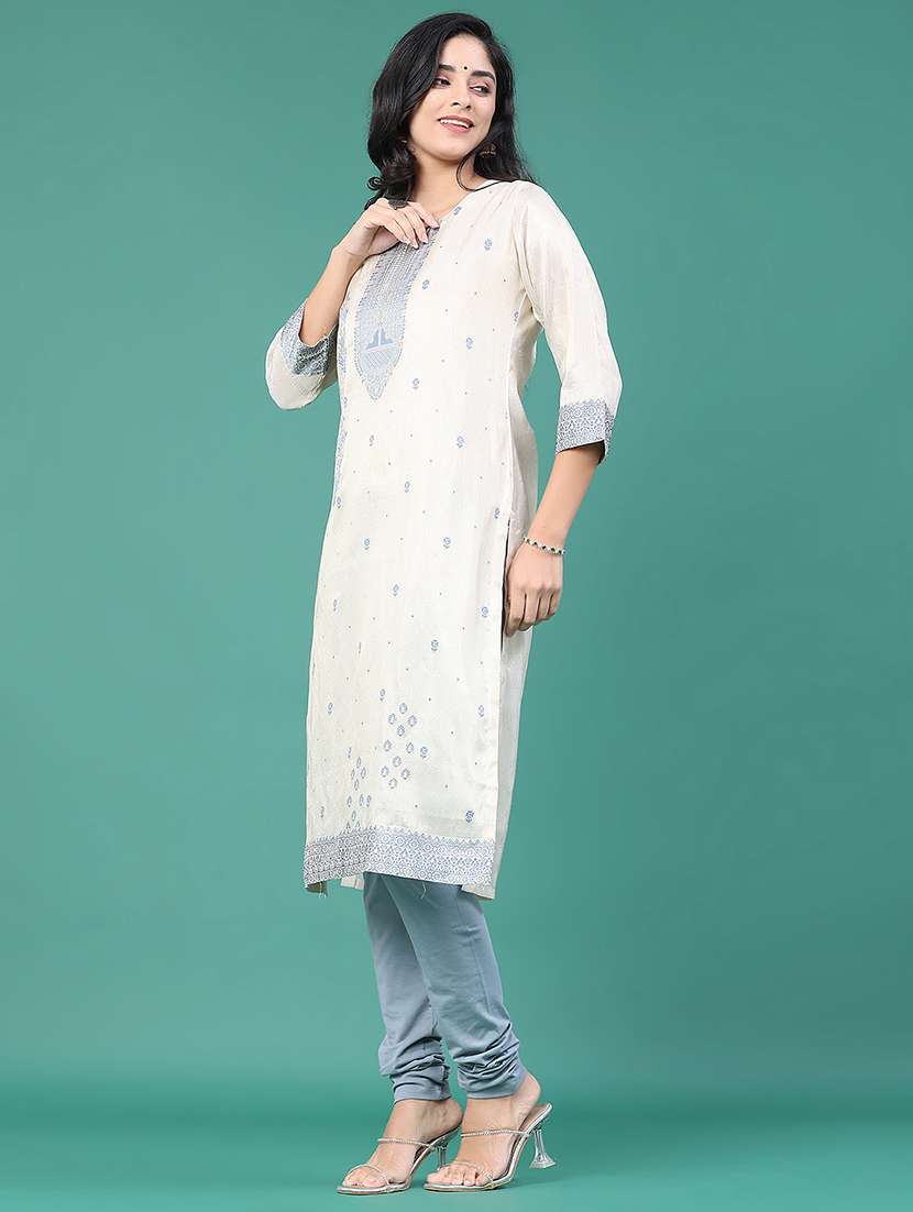 women printed three quarter sleeve kurta leggings set - 22246393 -  Standard Image - 3