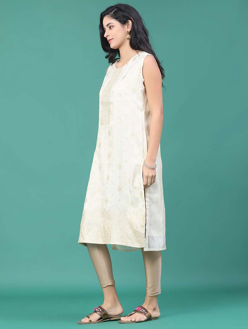 Women Printed Sleeveless Kurta Leggings Set - 22246394 -  Standard Image - 3