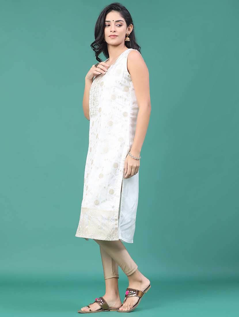 women printed sleeveless kurta leggings set - 22246401 -  Standard Image - 3