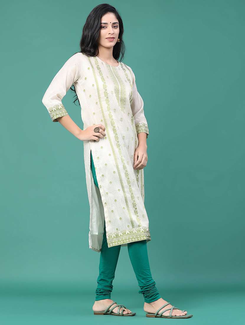 women printed three quarter sleeve kurta leggings set - 22246402 -  Standard Image - 3