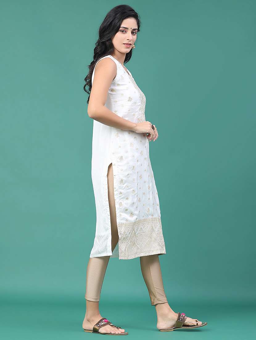 Women Printed Sleeveless Kurta Leggings Set - 22246404 -  Standard Image - 3