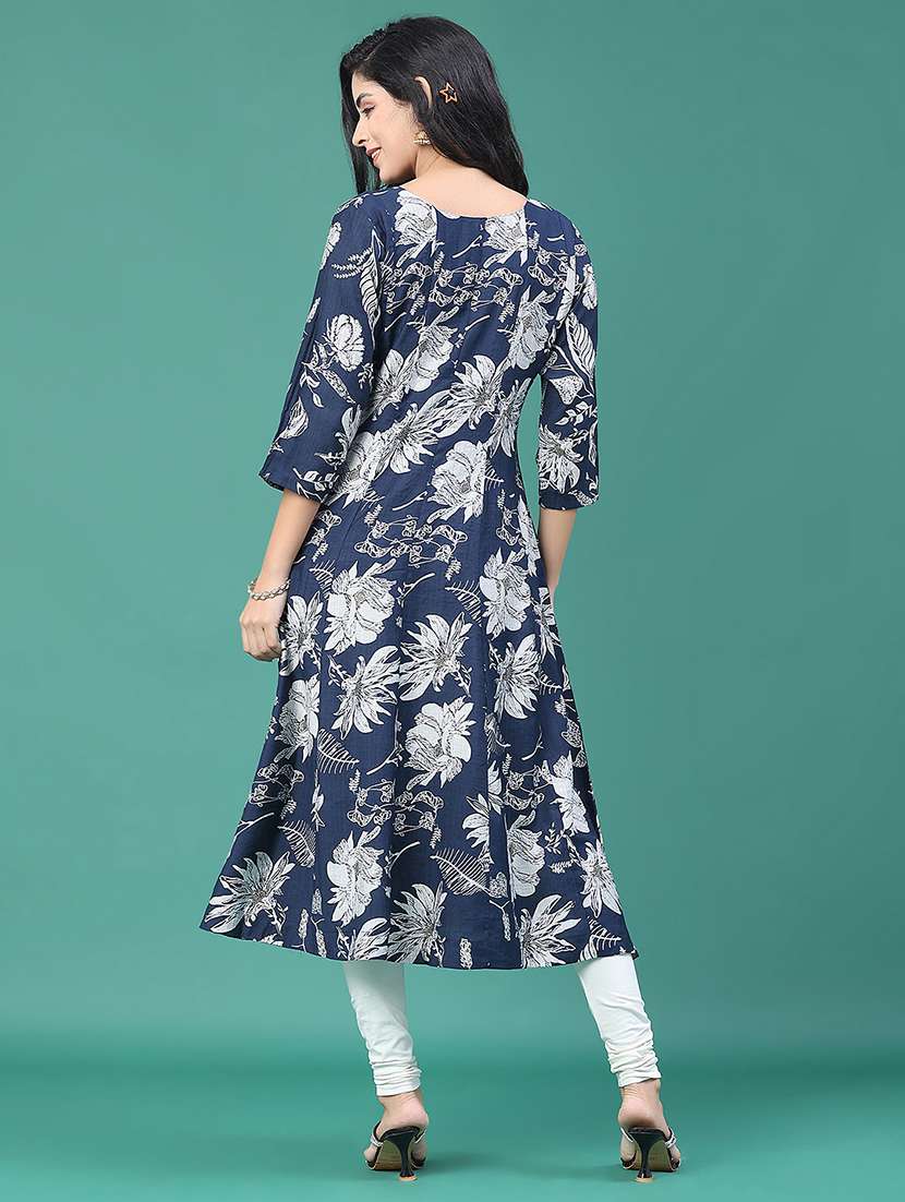 women floral printed three quarter sleeve kurta leggings set - 22246405 -  Standard Image - 3