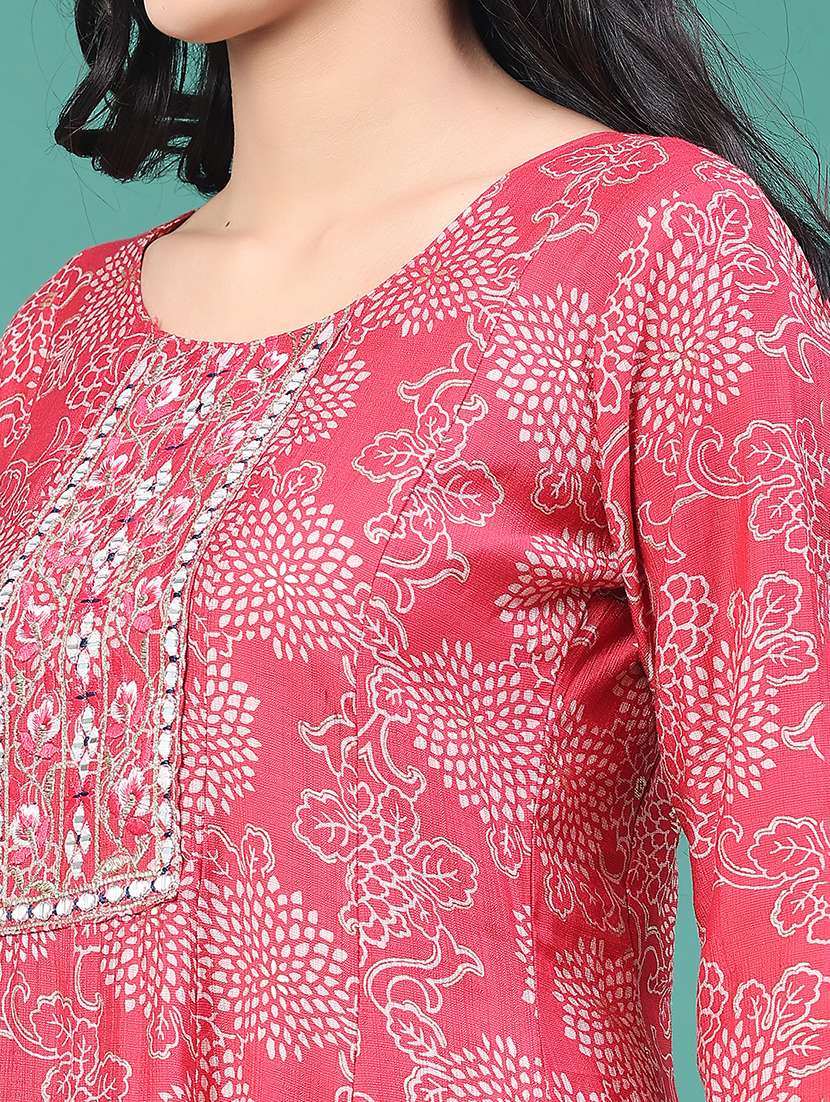 women printed three quarter sleeve kurta leggings set - 22246406 -  Standard Image - 5