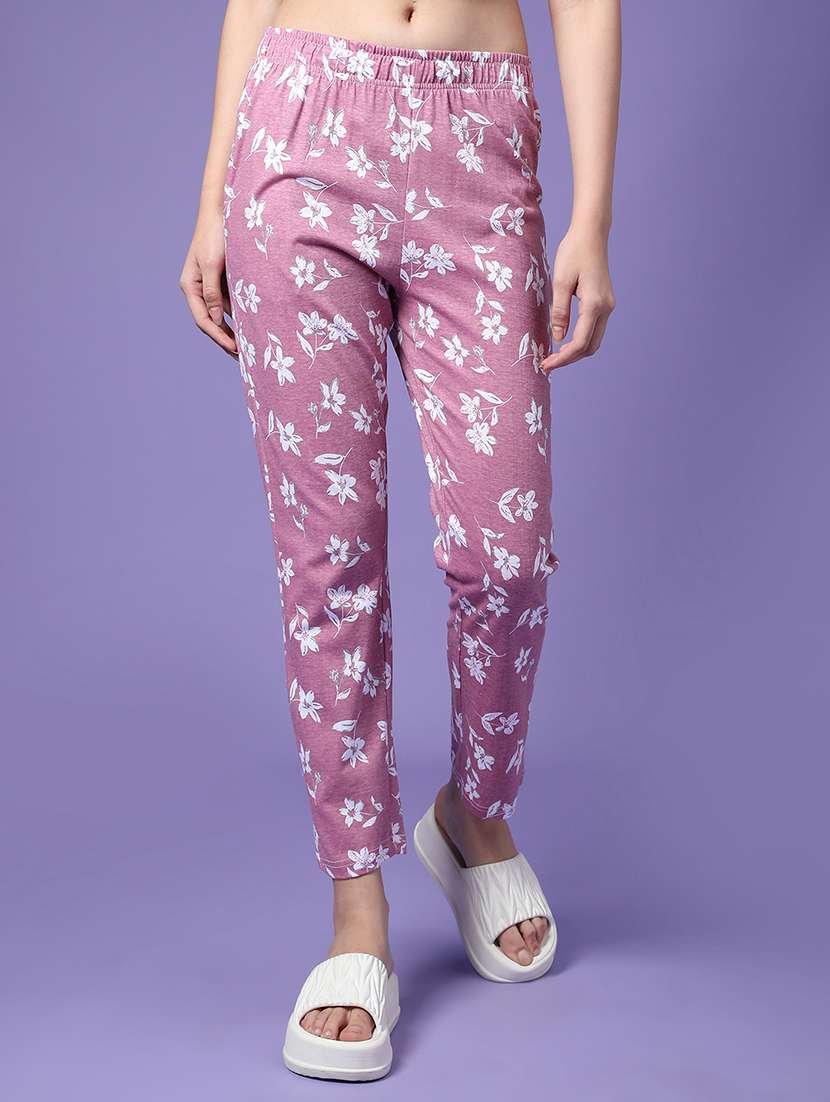 women printed mid rise lounge wear pajama