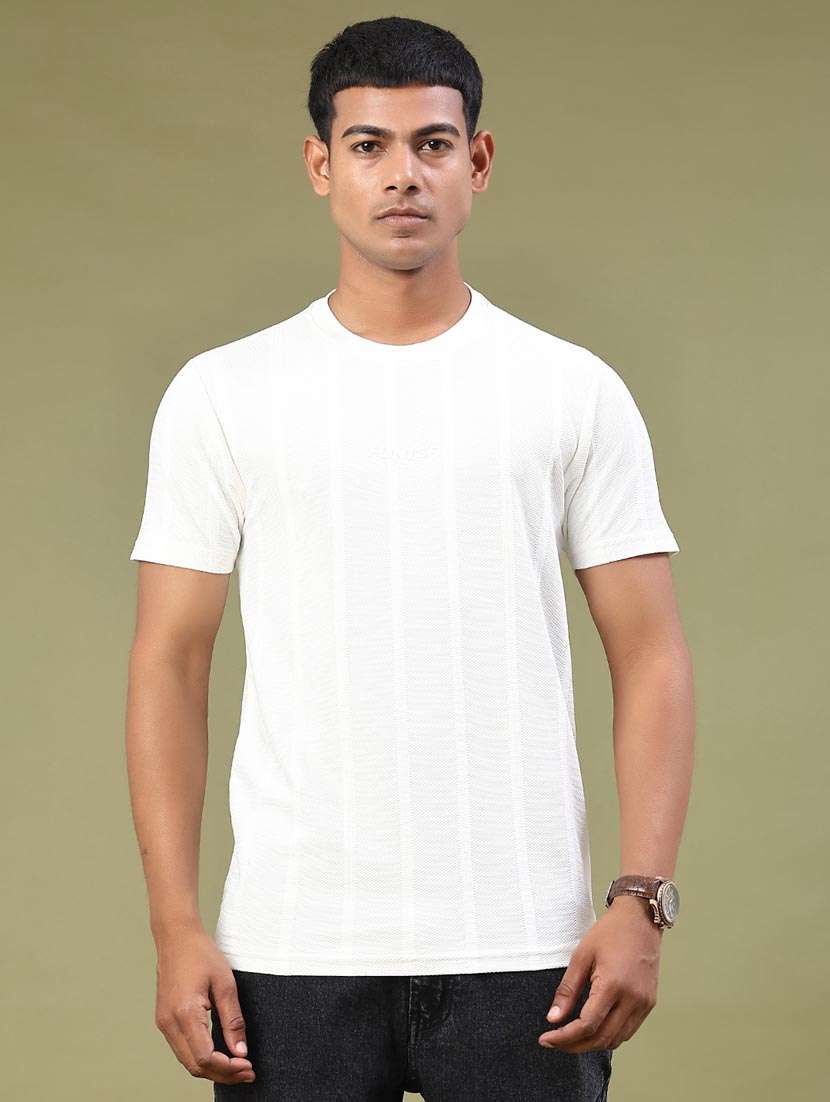 men self design short sleeve regular fit t-shirt