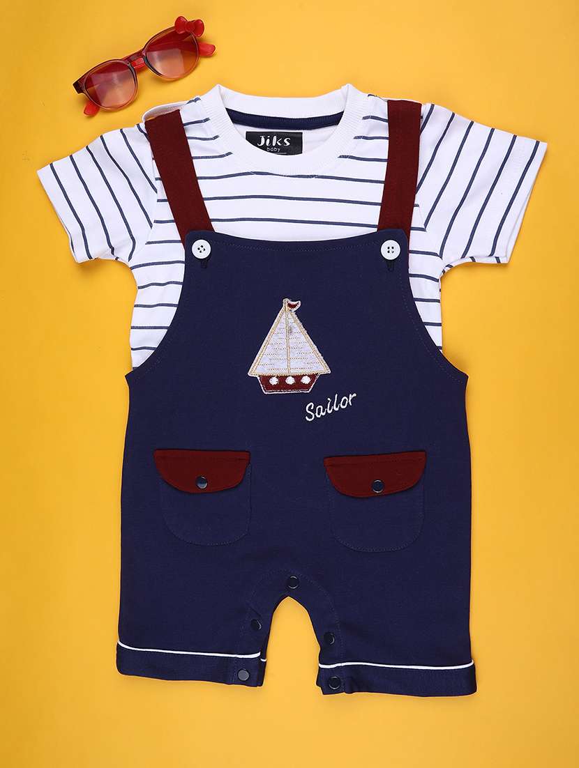 kids printed t-shirt and dungaree co-ord set