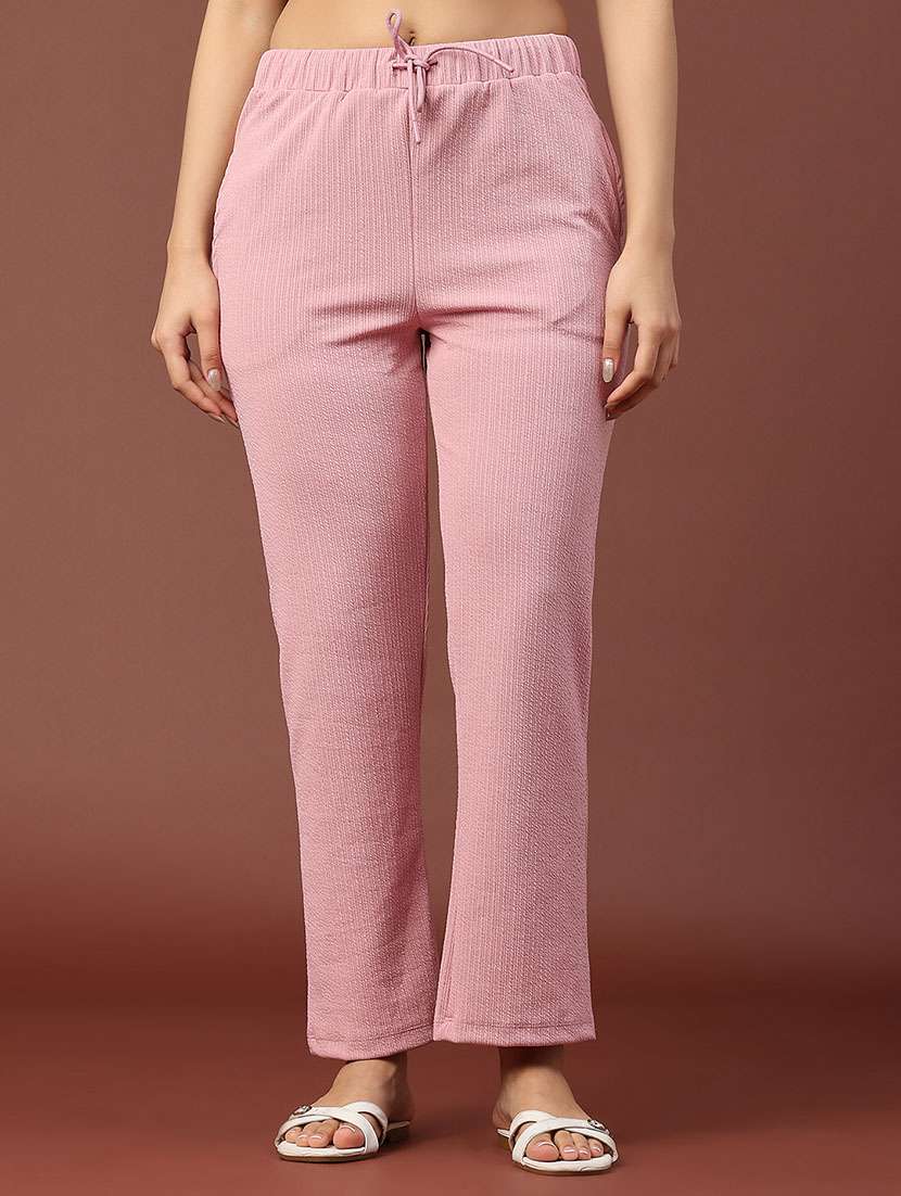 women solid mid rise straight palazzo