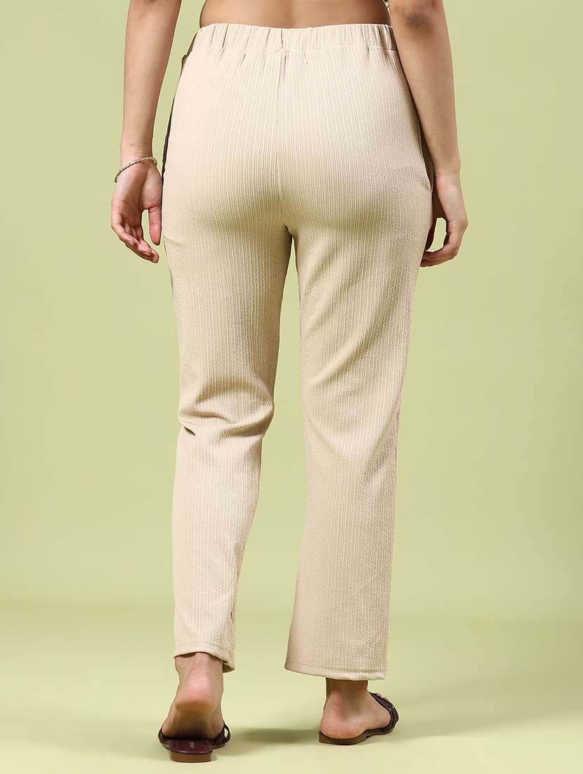 women solid mid rise straight trouser - 22246568 -  Standard Image - 3
