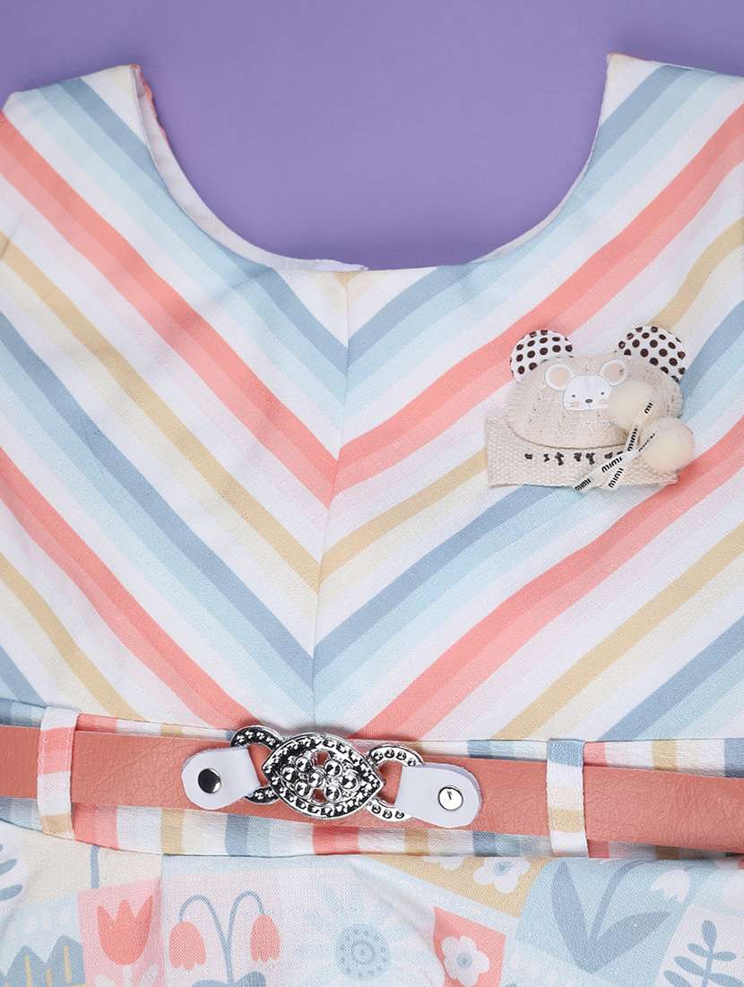 girls printed sleeveless flared frock - 22246569 -  Standard Image - 3