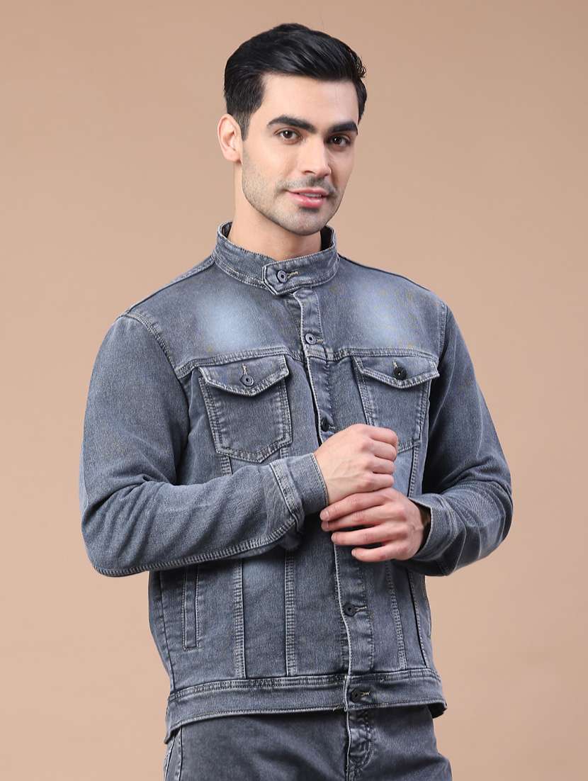 men washed long sleeve denim jacket - 22246608 -  Standard Image - 3