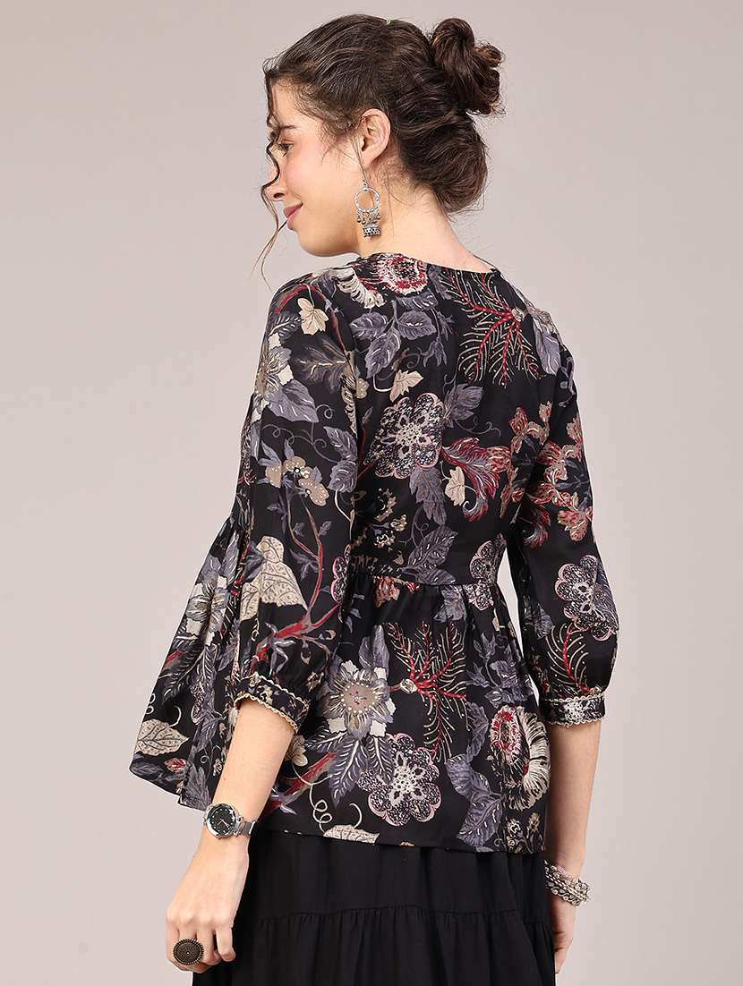 women printed three quarter sleeve tunic - 22246610 -  Standard Image - 3