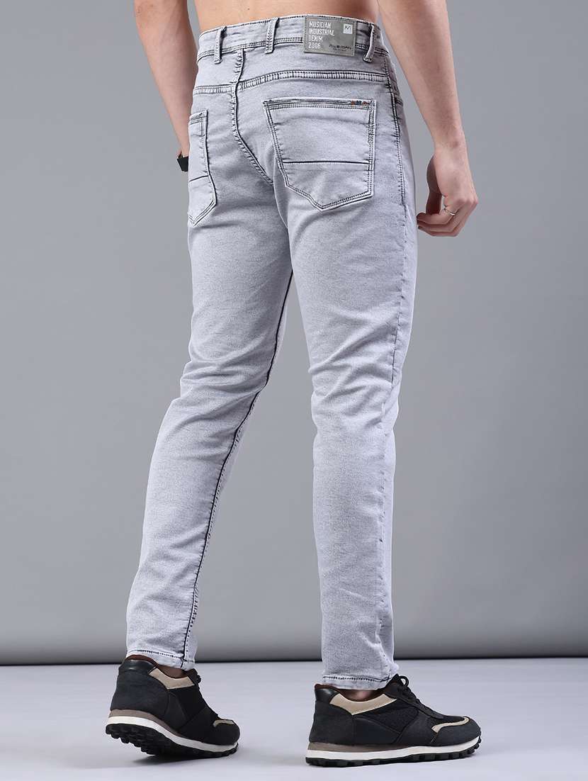 men plain mid rise full length jeans - 22246629 -  Standard Image - 3