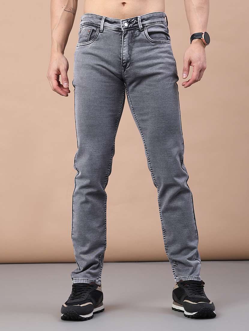 men solid mid rise slim jean