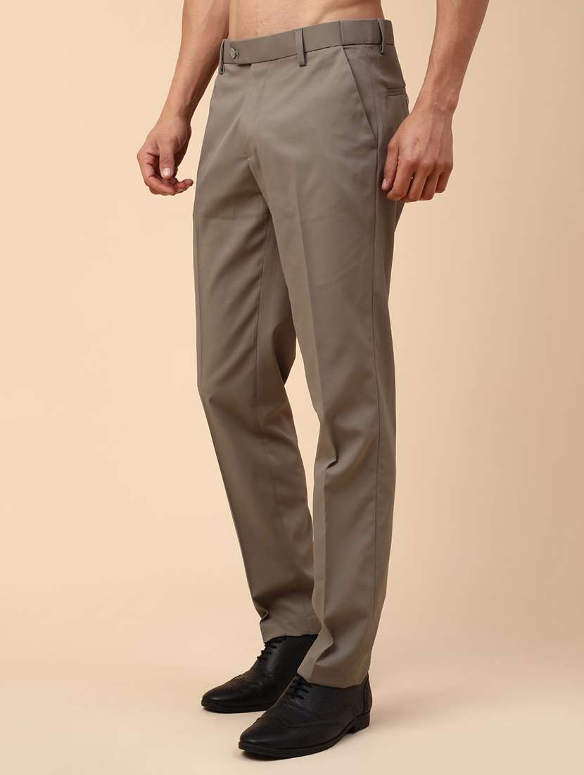men solid mid rise slim fit formal trouser - 22246636 -  Standard Image - 3