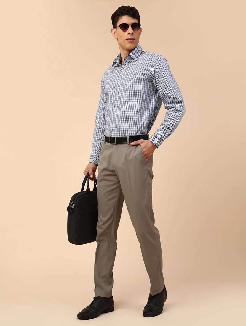 men solid mid rise slim fit formal trouser - 22246636 -  Standard Image - 5
