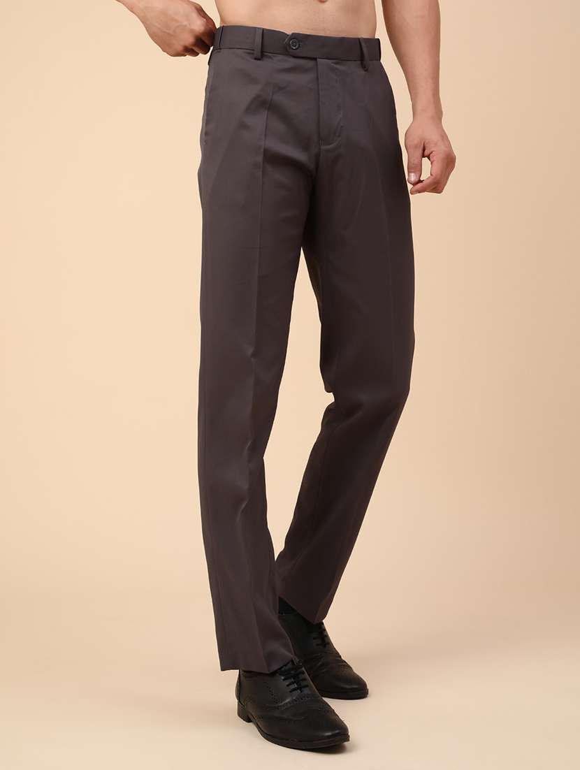 men solid mid rise slim fit formal trouser - 22246637 -  Standard Image - 3