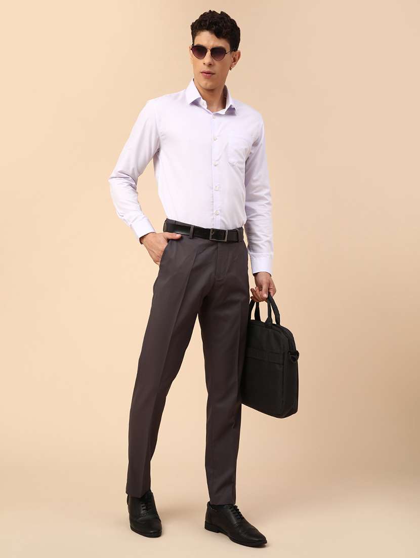 men solid mid rise slim fit formal trouser - 22246637 -  Standard Image - 5