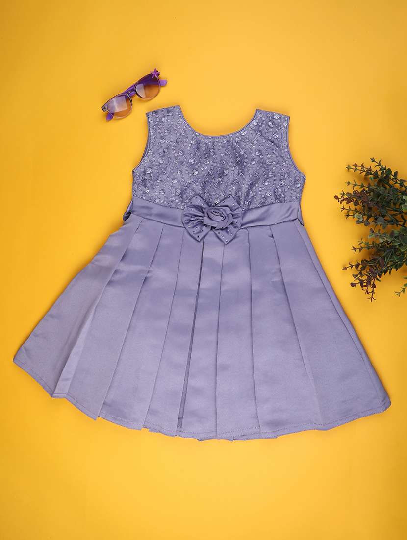 girls self designed sleeveless flared frock