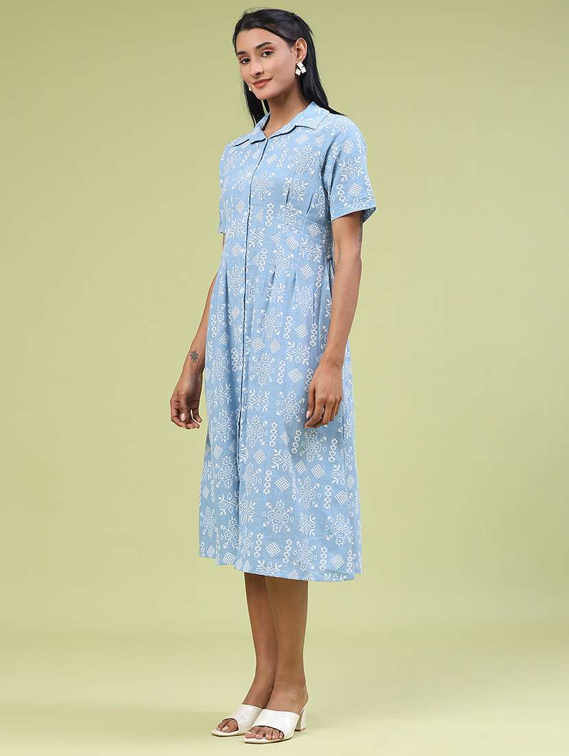 women printed short sleeve a-line ethnic dress - 22246658 -  Standard Image - 3