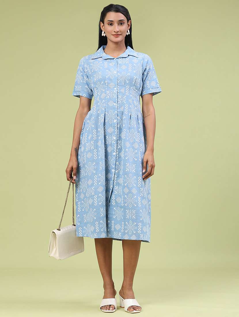 women printed short sleeve a-line ethnic dress - 22246658 -  Standard Image - 5