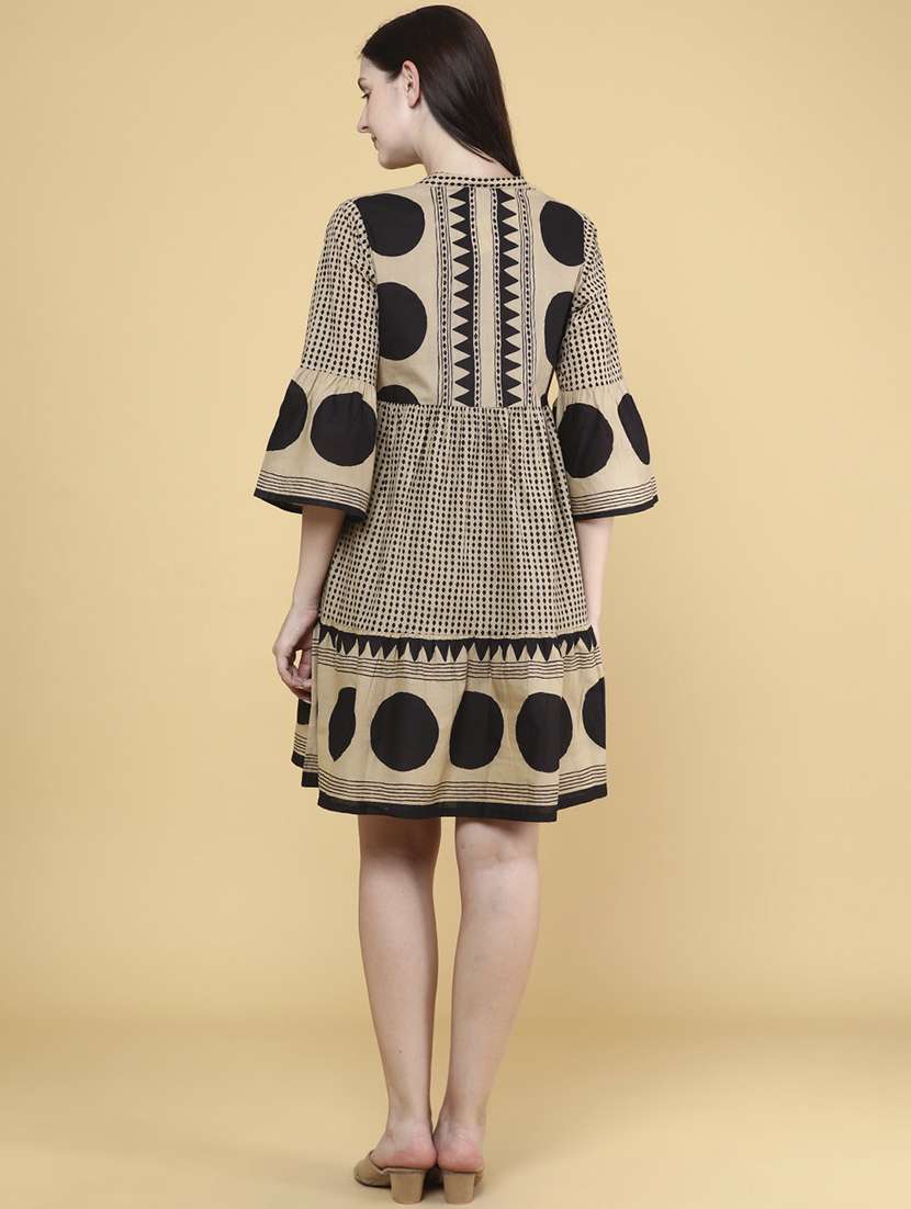 women printed mandarin neck tiered dress - 22246661 -  Standard Image - 3