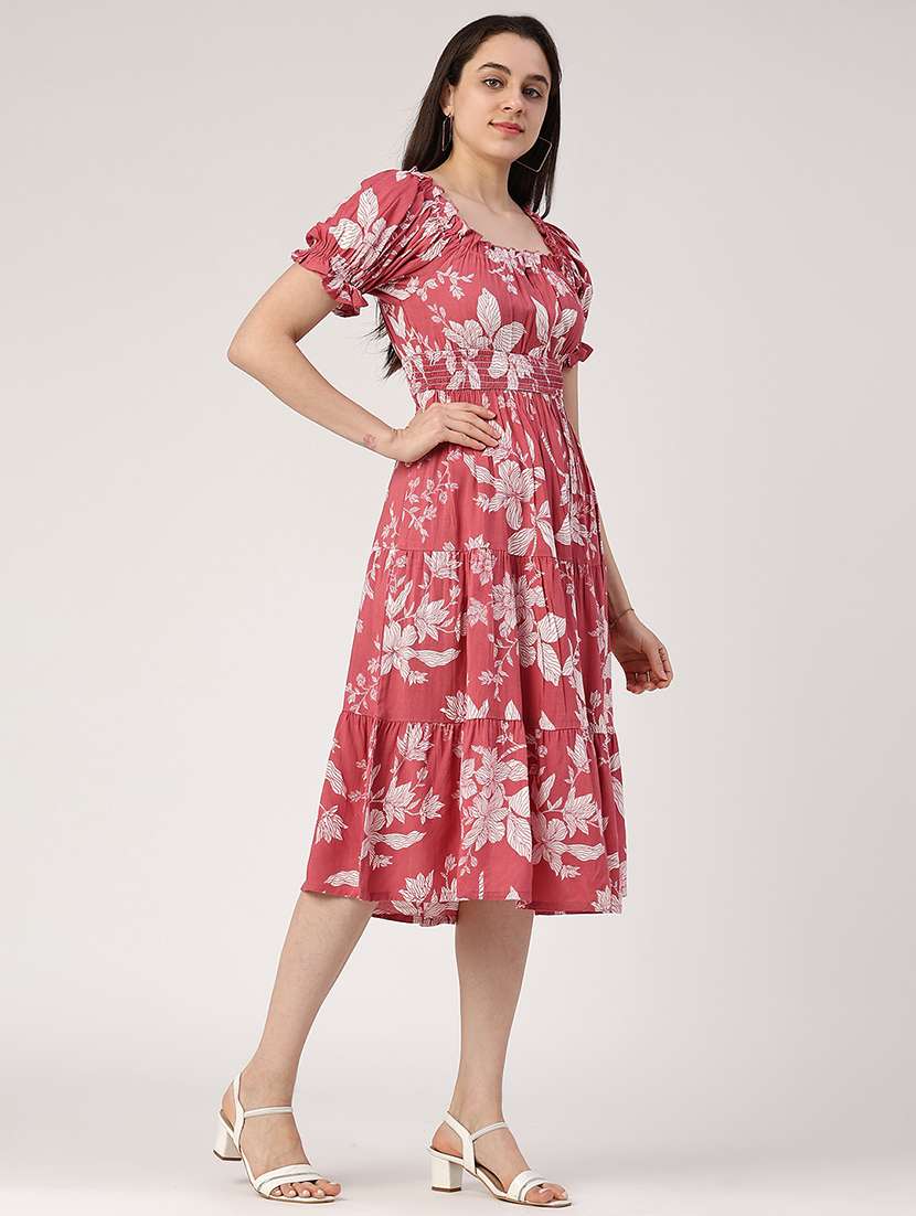 women pink rayon tiered dress dress - 22246663 -  Standard Image - 3