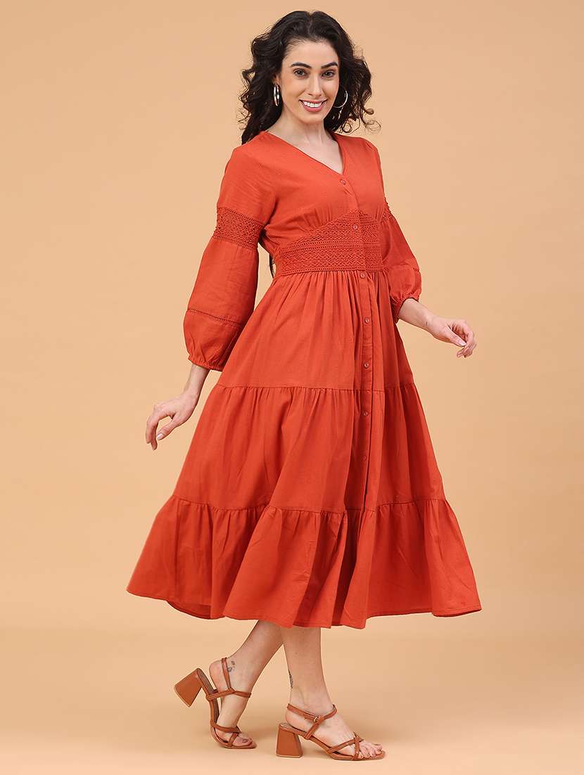 orange cotton tiered  dress - 22246665 -  Standard Image - 3