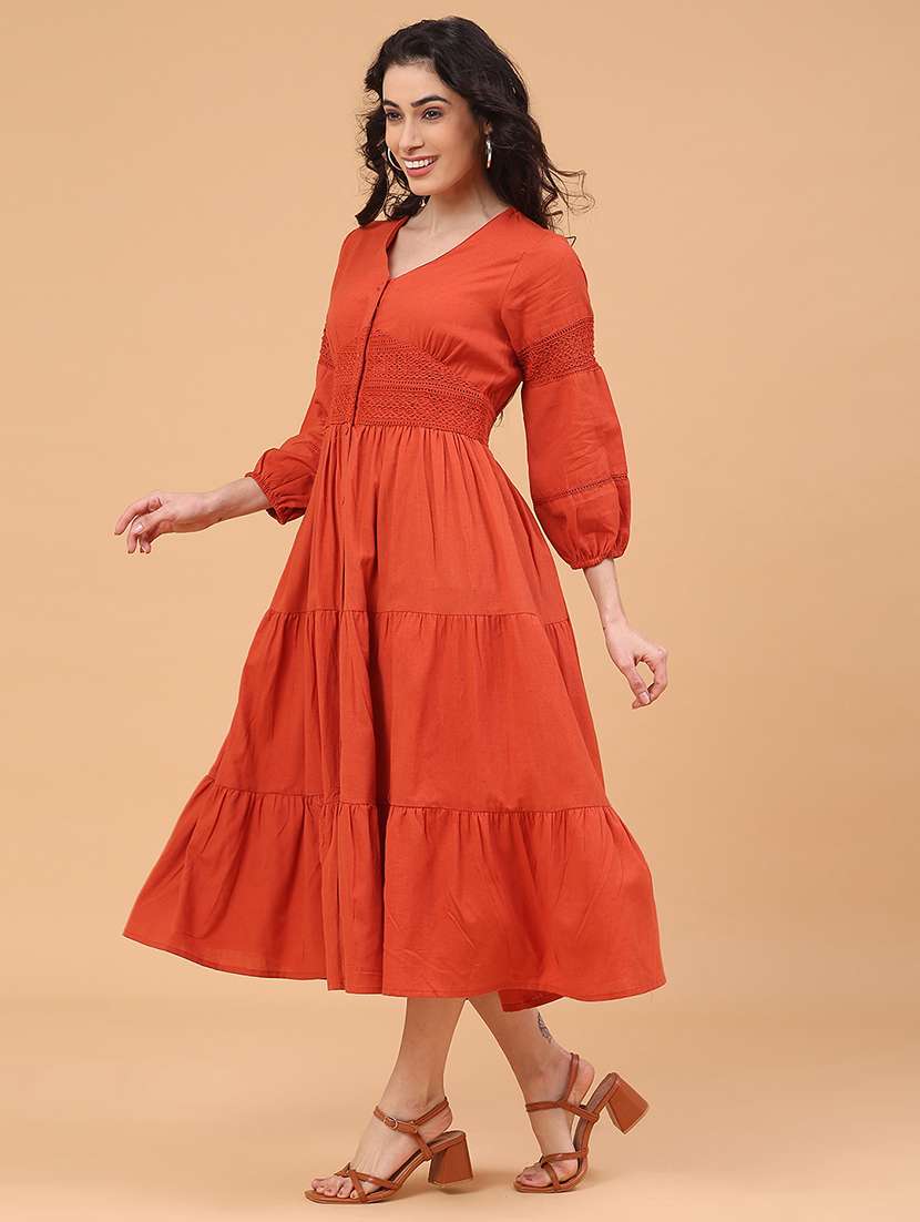 orange cotton tiered  dress - 22246665 -  Standard Image - 5