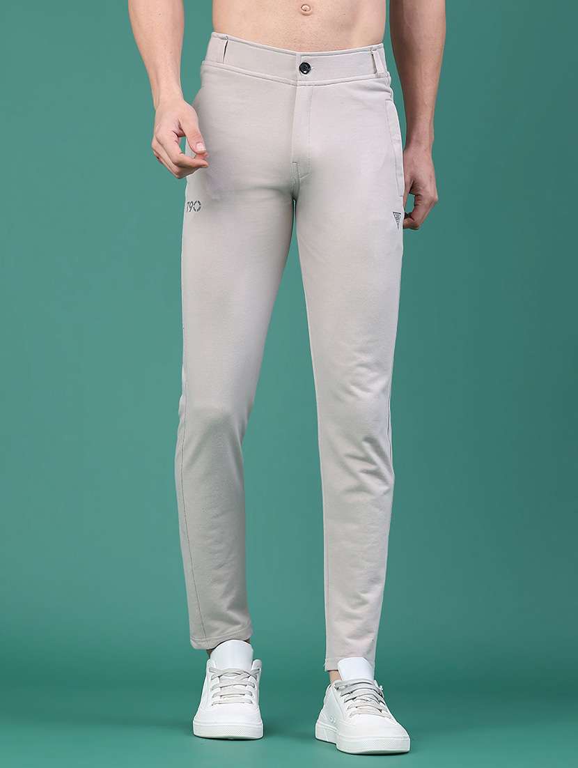 men solid mid rise ankle length track pant