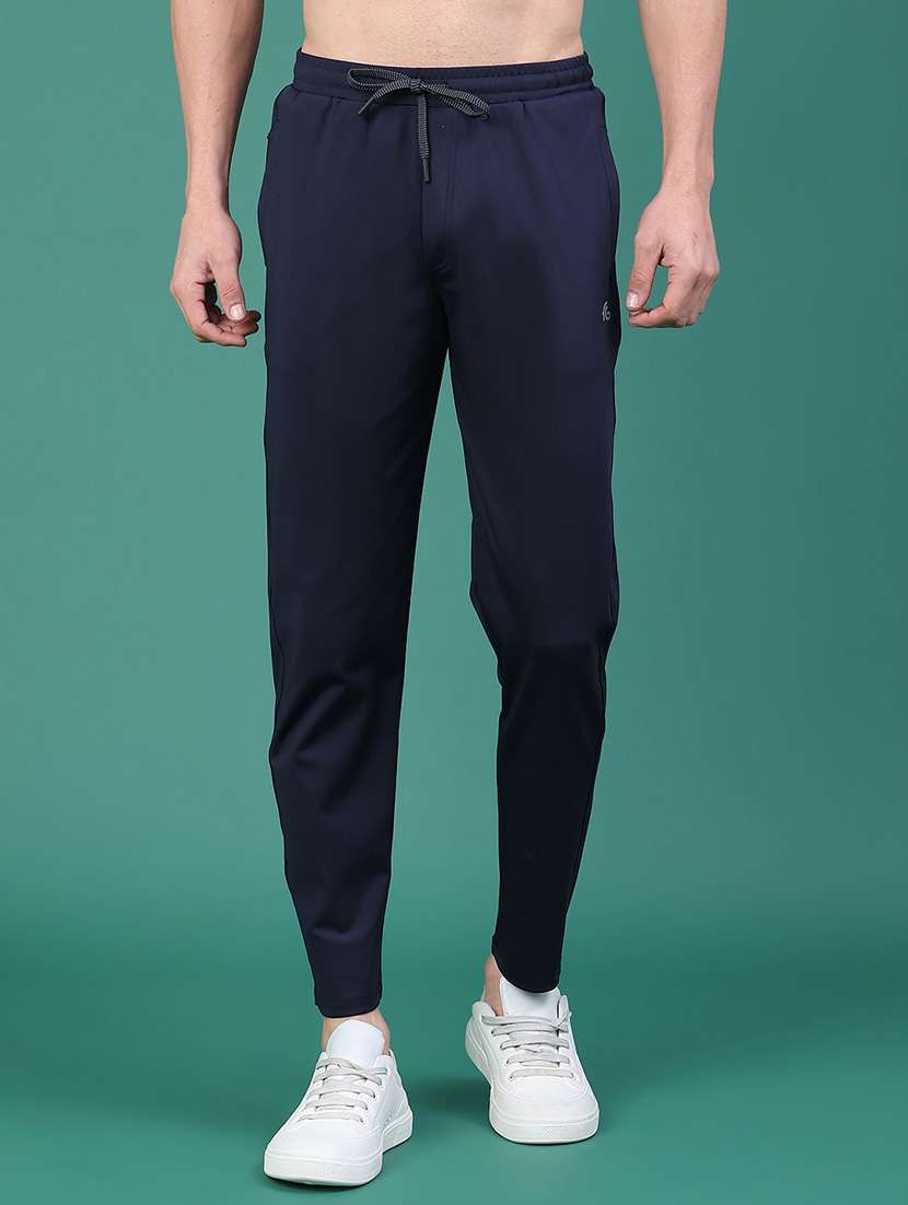 men solid mid rise ankle length track pant