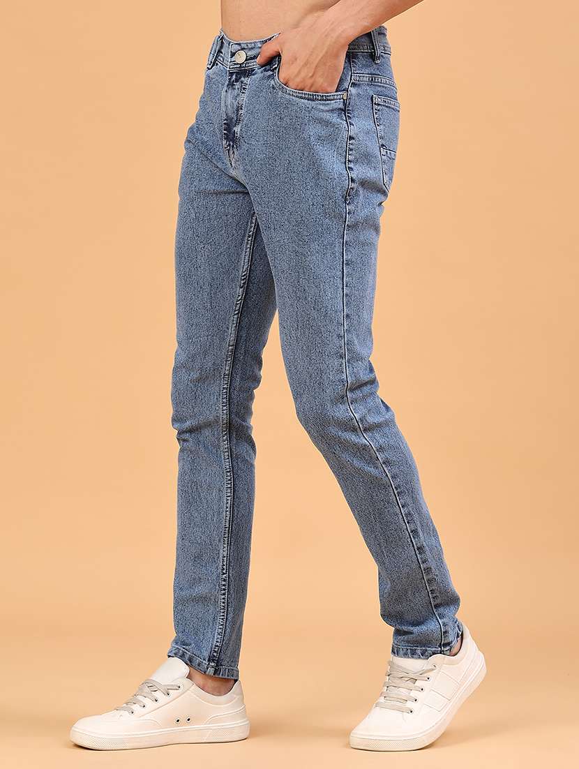 men plain mid rise full length slim fit jeans - 22246692 -  Standard Image - 3