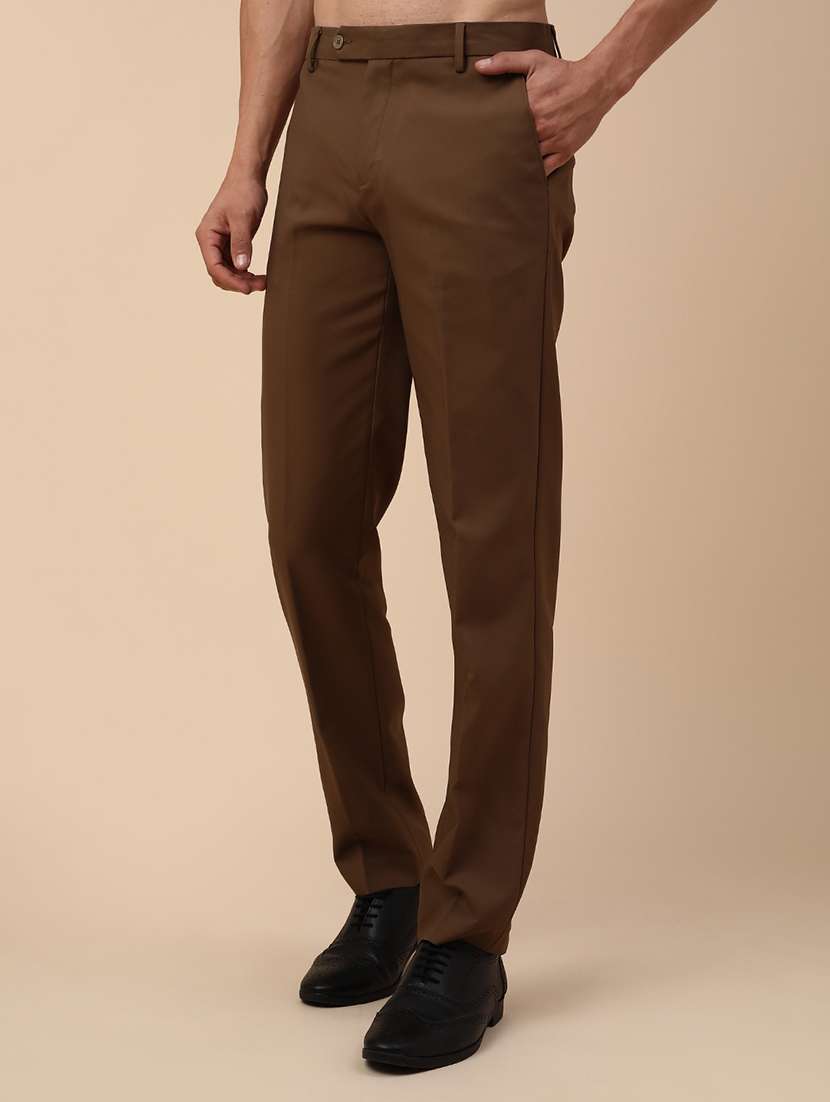 men solid mid rise formal trouser - 22246695 -  Standard Image - 3