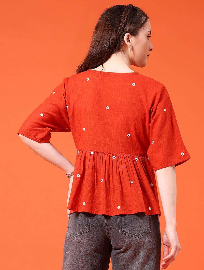 women solid with work v neck peplum top - 22246712 -  Standard Image - 5