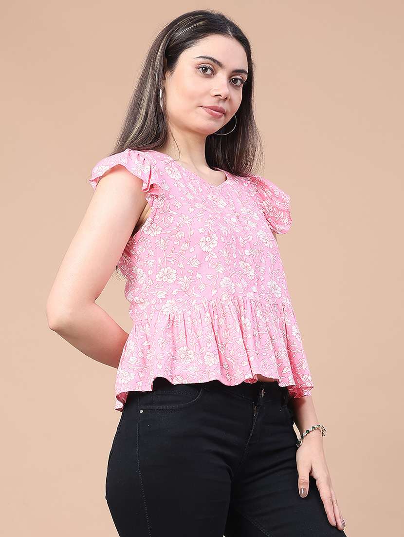 women floral printed cap sleeve top - 22246713 -  Standard Image - 3