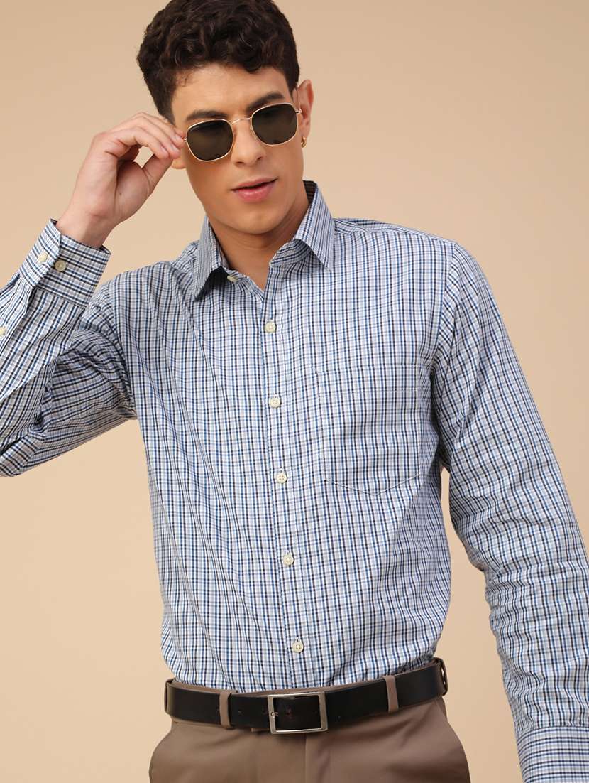 men printed long sleeves slim fit formal shirt