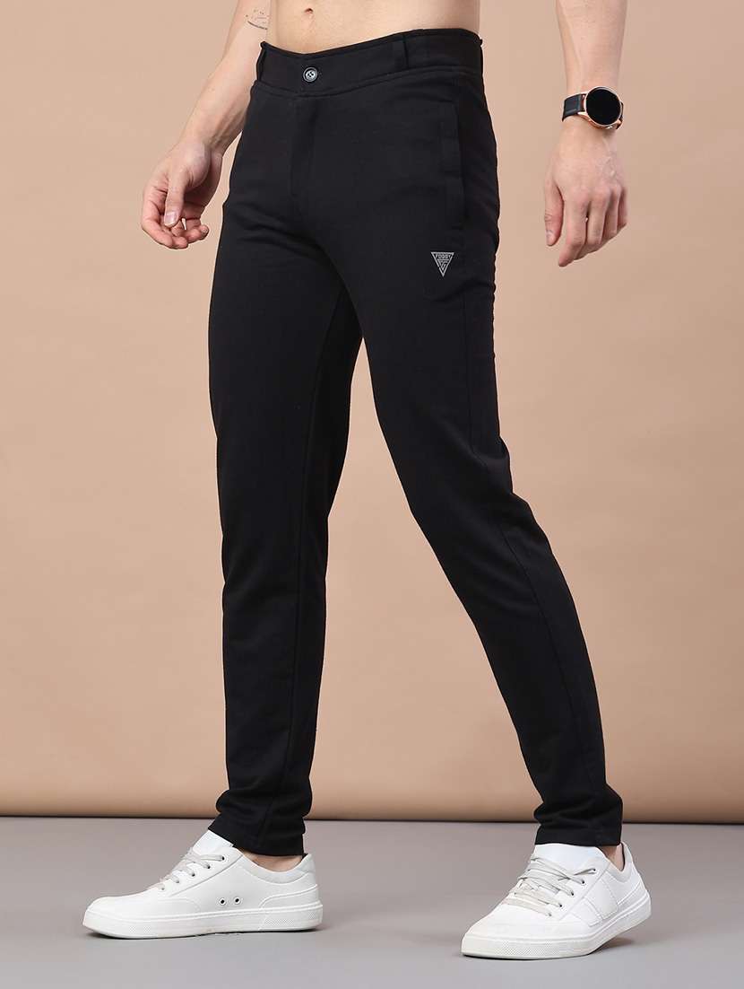 men solid mid rise full length track pant - 22246750 -  Standard Image - 3
