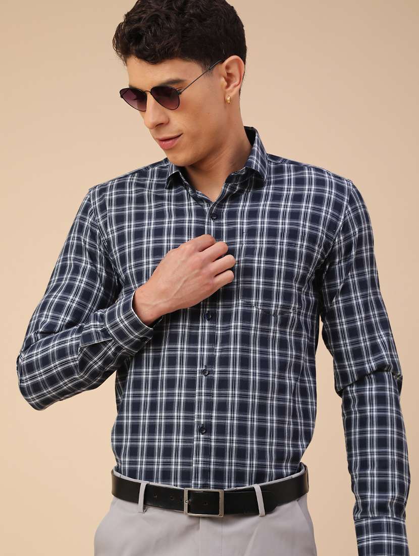 men printed long sleeves formal shirt