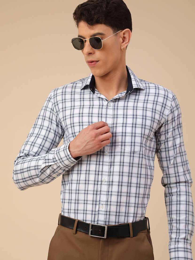 men printed long sleeves formal shirt