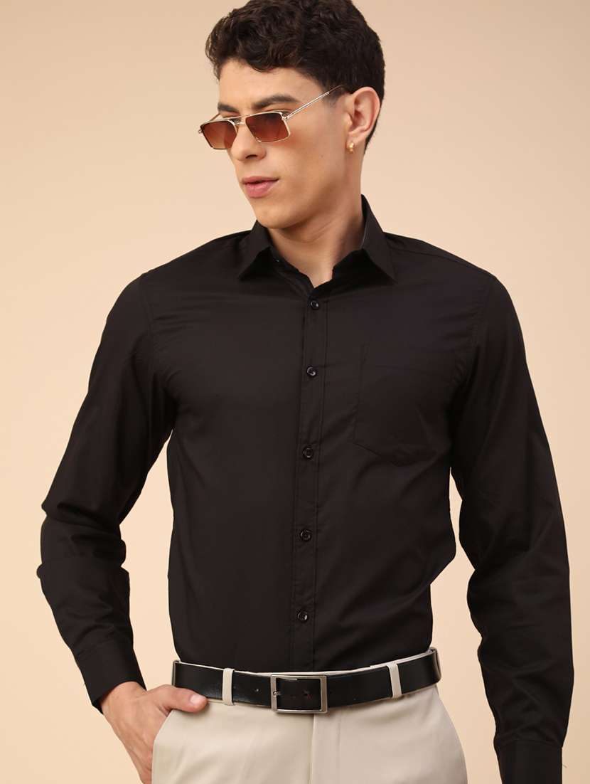 men solid long sleeves slim fit formal shirt