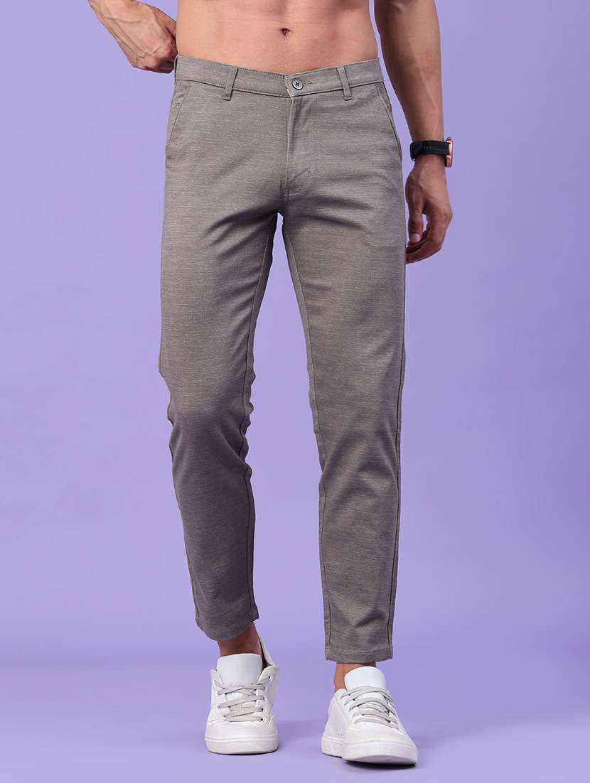 men solid mid rise slim fit chinos