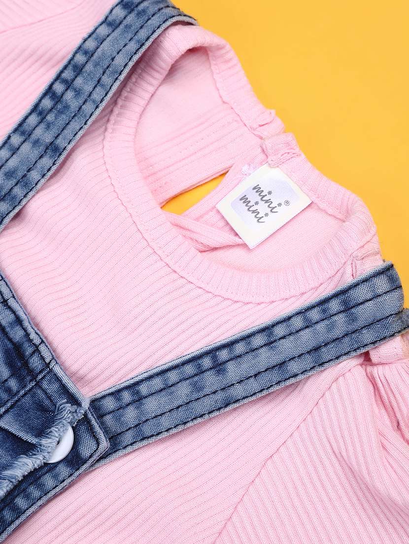 girls embroidered short sleeve dungaree dress with bloomer - 22246922 -  Standard Image - 3