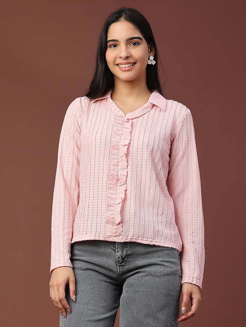 women pink polyester regular top