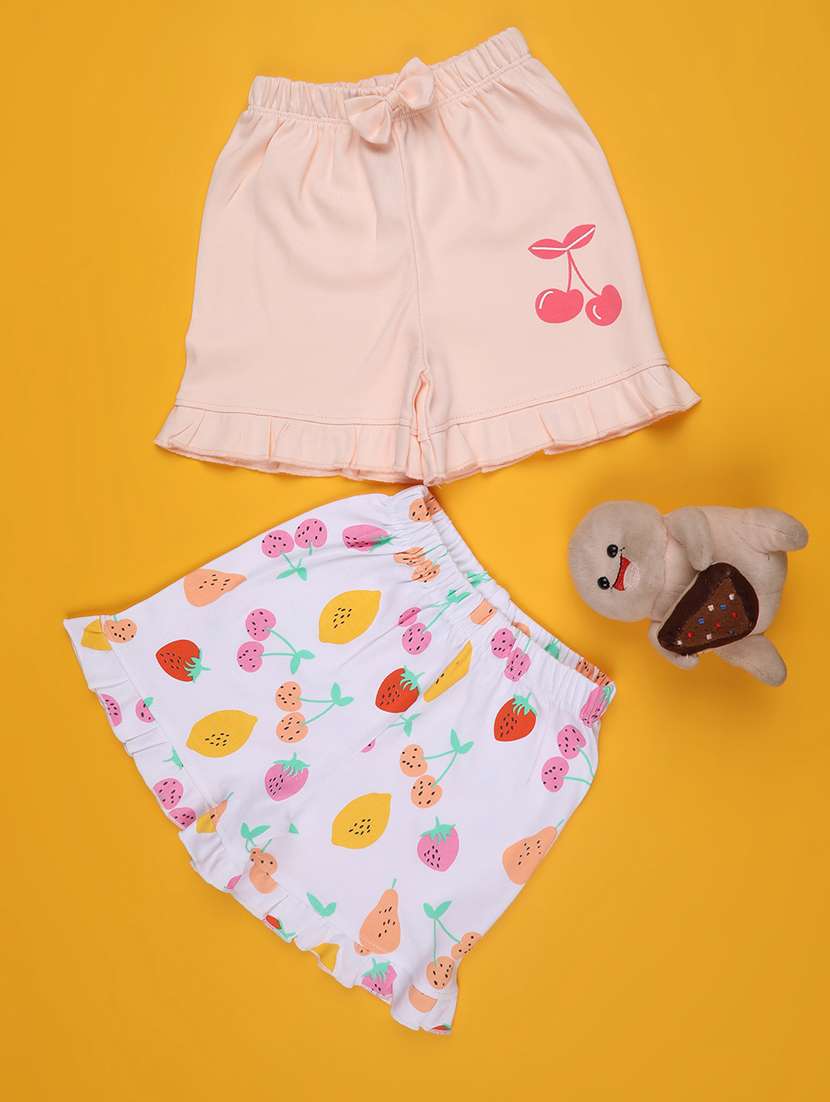 girls pack of 2 printed shorts