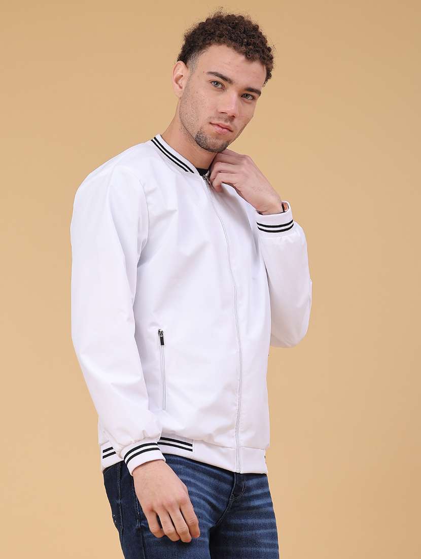 Men White Cotton Varsity Jacket - 22246992 -  Standard Image - 3